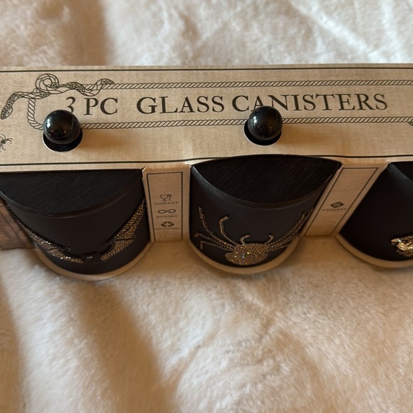 Halloween three-piece glass canister with wooden lid 👻🦇🕷️ - Picture 9 of 15